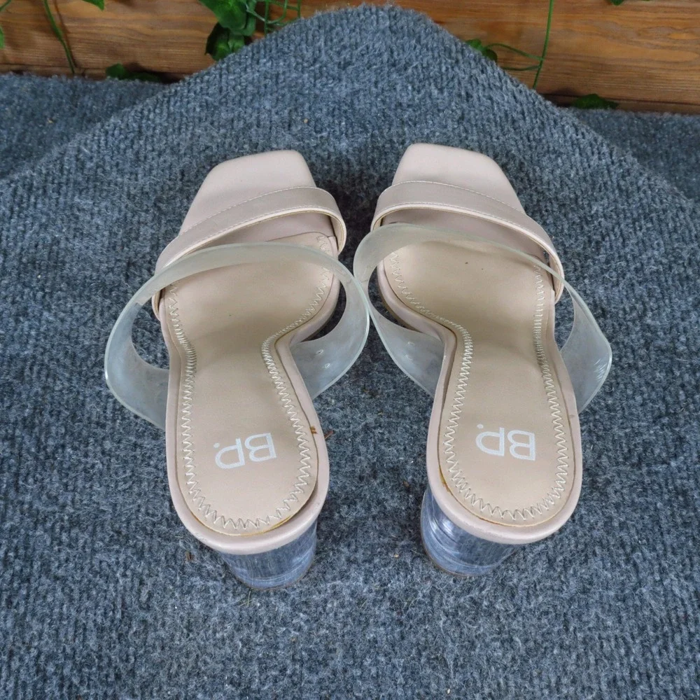 BP Naomi Women Slide Sandal 6M Wedding Special Occasion Nude Pink Clear PVC